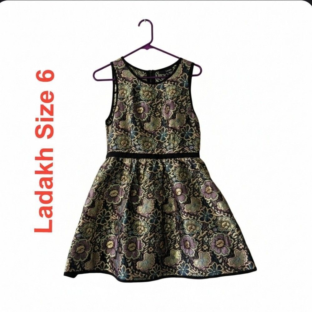 LADAKH Colorful Brocade Metallic Short Cocktail Dress Size 6